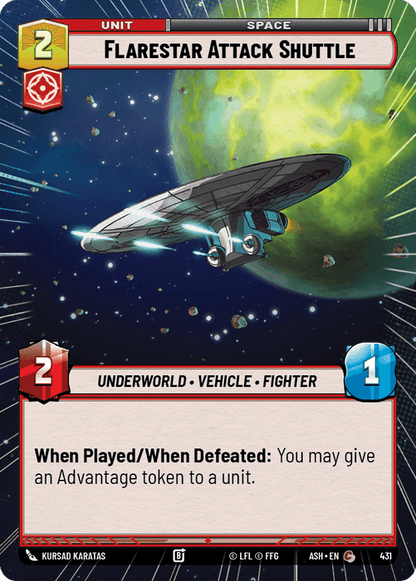 Flarestar Attack Shuttle (ASH) Common Star Wars Unlimited Fantasy Flight Games Hyperspace Non-Foil