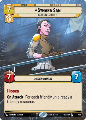 Synara San - Harboring a Secret (SEC) Legendary Fantasy Flight Games Hyperspace Non-Foil