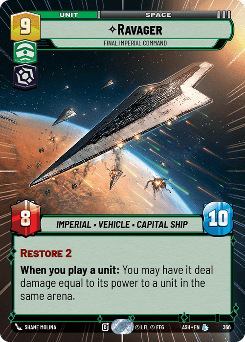 Ravager - Final Imperial Command (ASH) Legendary Star Wars Unlimited Fantasy Flight Games Hyperspace Non-Foil
