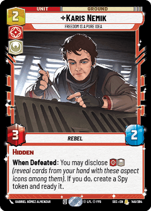 Karis Nemik - Freedom is a Pure Idea (SEC) Rare Fantasy Flight Games