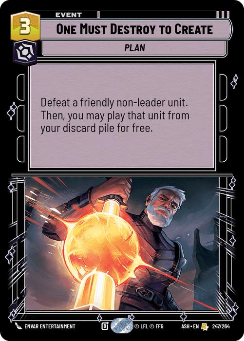 One Must Destroy to Create (ASH) Rare Star Wars Unlimited Fantasy Flight Games Standard Non-Foil