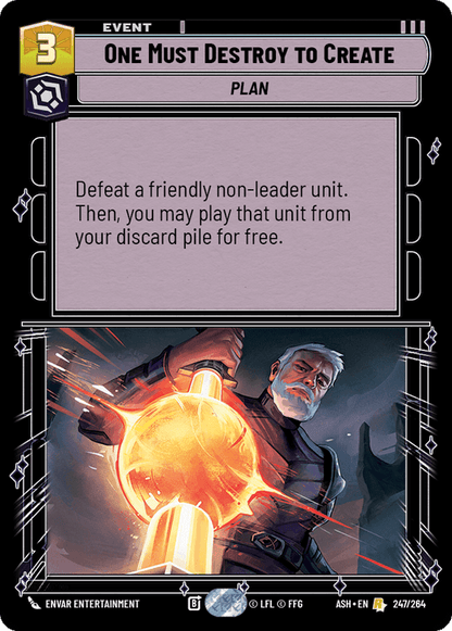 One Must Destroy to Create (ASH) Rare Star Wars Unlimited Fantasy Flight Games Standard Non-Foil