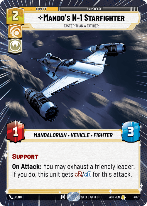 Mando's N-1 Starfighter - Faster than a Fathier (ASH) Rare Star Wars Unlimited Fantasy Flight Games Hyperspace Non-Foil