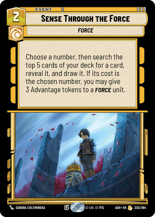 Sense Through the Force (ASH) Rare Star Wars Unlimited Fantasy Flight Games Standard Non-Foil