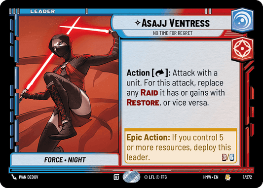 Asajj Ventress - No Time For Regret (HMW) Rare Star Wars Unlimited Fantasy Flight Games