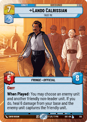 Lando Calrissian - Trust Me (SEC) Legendary Fantasy Flight Games Hyperspace Non-Foil