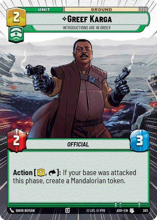 Greef Karga - Introductions are in Order (ASH) Uncommon Star Wars Unlimited Fantasy Flight Games Hyperspace Non-Foil
