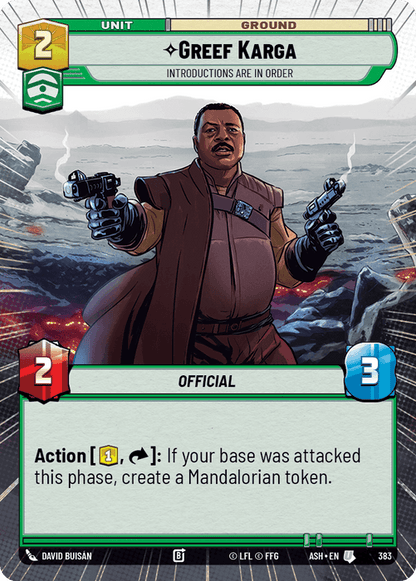 Greef Karga - Introductions are in Order (ASH) Uncommon Star Wars Unlimited Fantasy Flight Games Hyperspace Non-Foil