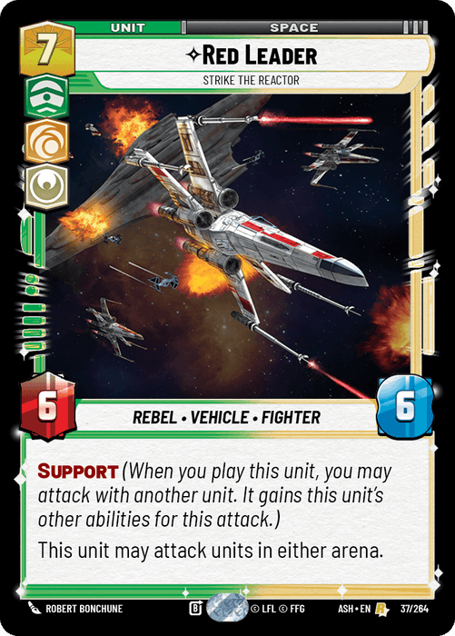 Red Leader - Strike the Reactor (ASH) Rare Star Wars Unlimited Fantasy Flight Games Standard Non-Foil