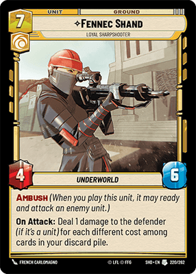 Fennec Shand - Loyal Sharpshooter (SHD) Uncommon Star Wars Unlimited Fantasy Flight Games Standard Non-Foil 