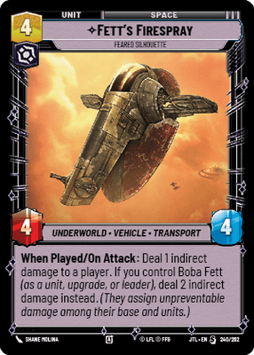 Fett's Firespray - Feared Silhouette (JTL) Starter Fantasy Flight Games Standard Non-Foil