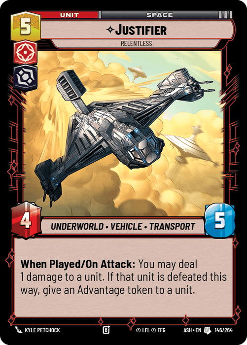 Justifier - Relentless (ASH) Uncommon Star Wars Unlimited Fantasy Flight Games Standard Non-Foil
