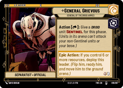 General Grievous - General of the Droid Armies (TWI) Starter Star Wars Unlimited Fantasy Flight Games Standard Non-Foil 