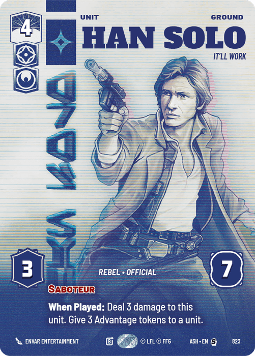 Han Solo - It'll Work (ASH) Starter Star Wars Unlimited Fantasy Flight Games Prestige Non-Foil