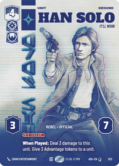 Han Solo - It'll Work (ASH) Starter Star Wars Unlimited Fantasy Flight Games Prestige Non-Foil