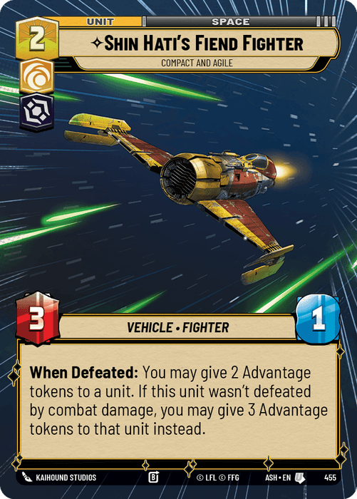 Shin Hati's Fiend Fighter - Compact and Agile (ASH) Uncommon Star Wars Unlimited Fantasy Flight Games Hyperspace Non-Foil