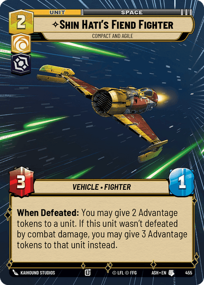 Shin Hati's Fiend Fighter - Compact and Agile (ASH) Uncommon Star Wars Unlimited Fantasy Flight Games Hyperspace Non-Foil