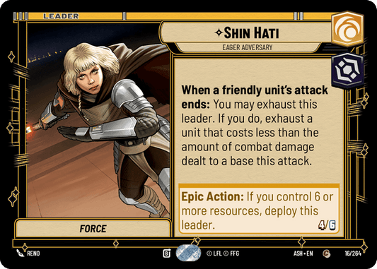 Shin Hati - Eager Adversary (ASH) Common Star Wars Unlimited Fantasy Flight Games Standard Non-Foil