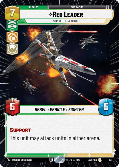 Red Leader - Strike the Reactor (ASH) Rare Star Wars Unlimited Fantasy Flight Games Hyperspace Non-Foil