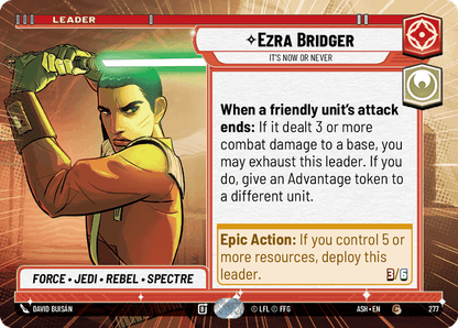 Ezra Bridger - It's Now or Never (ASH) Common Star Wars Unlimited Fantasy Flight Games Hyperspace Non-Foil