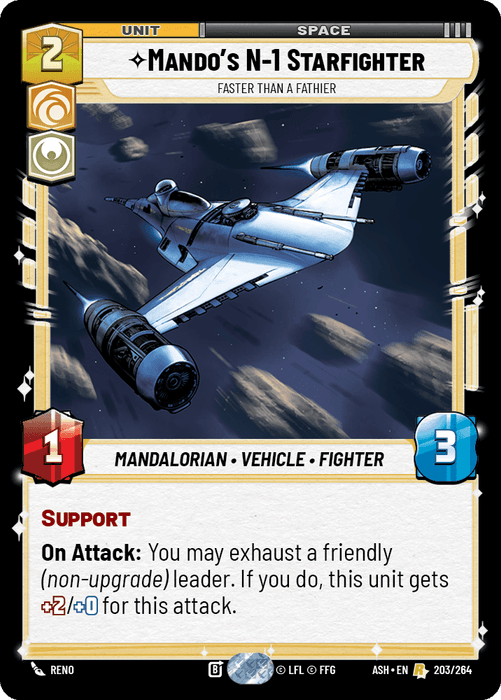 Mando's N-1 Starfighter - Faster than a Fathier (ASH) Rare Star Wars Unlimited Fantasy Flight Games Standard Non-Foil
