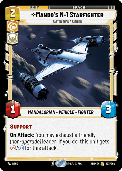 Mando's N-1 Starfighter - Faster than a Fathier (ASH) Rare Star Wars Unlimited Fantasy Flight Games Standard Non-Foil