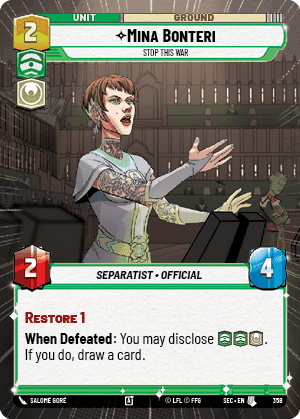 Mina Bonteri - Stop This War (SEC) Uncommon Fantasy Flight Games