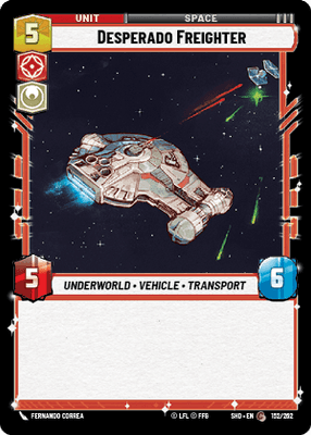 Desperado Freighter (SHD) Common Star Wars Unlimited Fantasy Flight Games Standard Non-Foil 