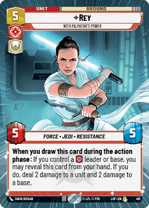 Rey - With Palpatine's Power (LOF) Rare Fantasy Flight Games Hyperspace Non-Foil