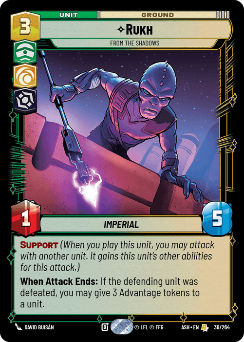 Rukh - From the Shadows (ASH) Rare Star Wars Unlimited Fantasy Flight Games Standard Non-Foil