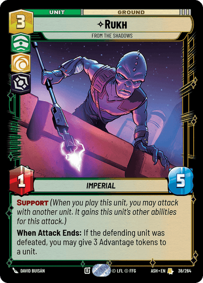 Rukh - From the Shadows (ASH) Rare Star Wars Unlimited Fantasy Flight Games Standard Non-Foil