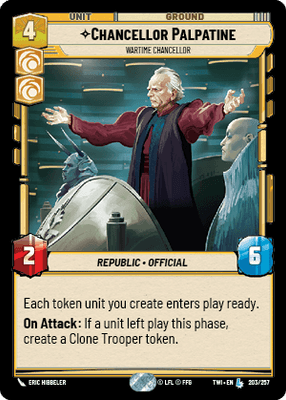 Chancellor Palpatine - Wartime Chancellor (TWI) Legendary Star Wars Unlimited Fantasy Flight Games Standard Non-Foil 