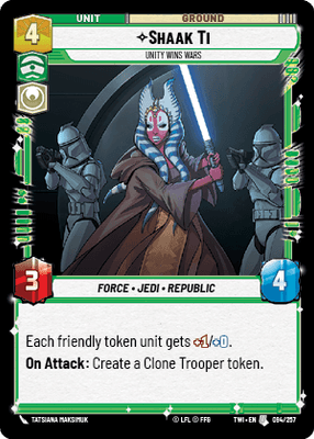 Shaak Ti - Unity Wins Wars (TWI) Uncommon Star Wars Unlimited Fantasy Flight Games Standard Non-Foil 