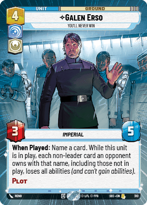 Galen Erso - You'll Never Win (SEC) Rare Fantasy Flight Games