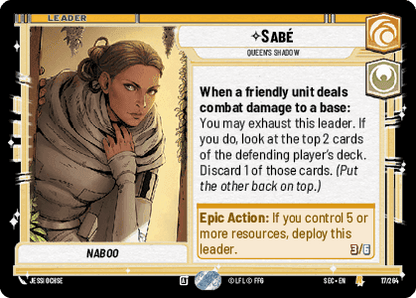 Sabé - Queen's Shadow (SEC) Rare Fantasy Flight Games Standard Non-Foil