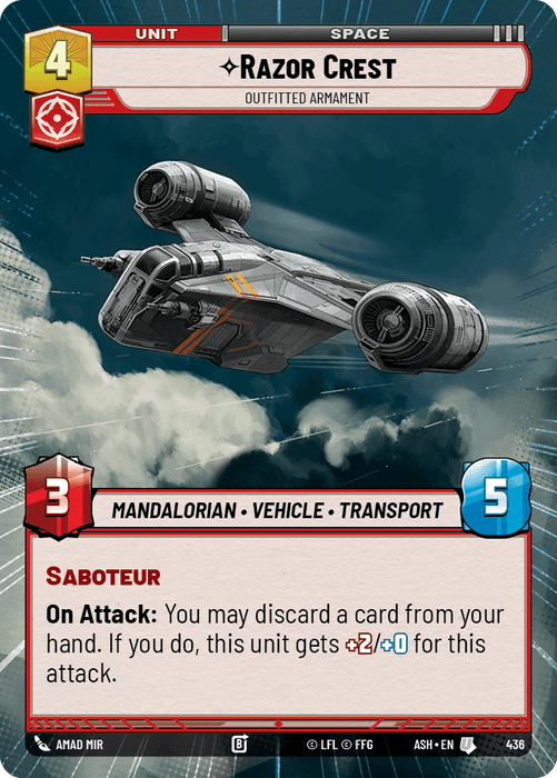 Razor Crest - Outfitted Armament (ASH) Uncommon Star Wars Unlimited Fantasy Flight Games Hyperspace Non-Foil