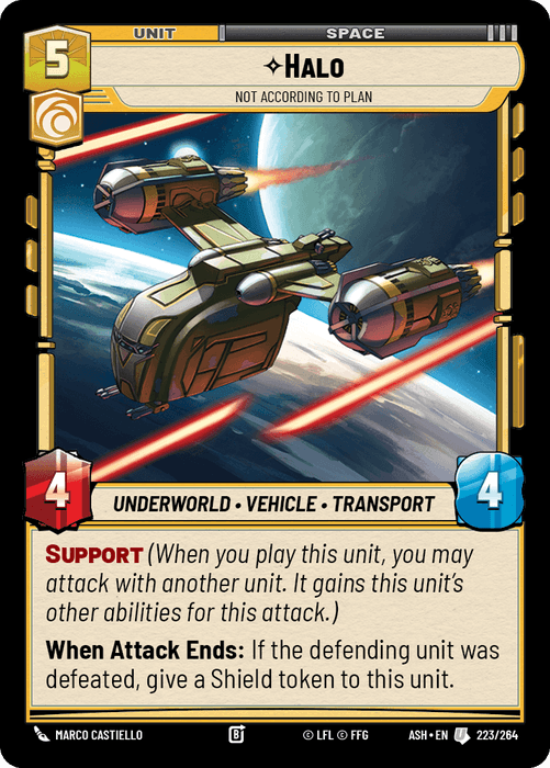 Halo - Not According to Plan (ASH) Uncommon Star Wars Unlimited Fantasy Flight Games Standard Non-Foil