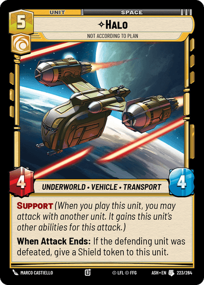 Halo - Not According to Plan (ASH) Uncommon Star Wars Unlimited Fantasy Flight Games Standard Non-Foil