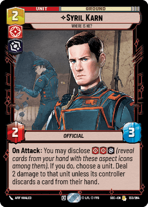 Syril Karn - Where Is He? (SEC) Rare Fantasy Flight Games