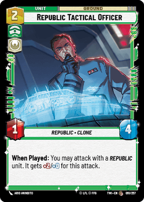 Republic Tactical Officer (TWI) Common Star Wars Unlimited Fantasy Flight Games Standard Non-Foil 