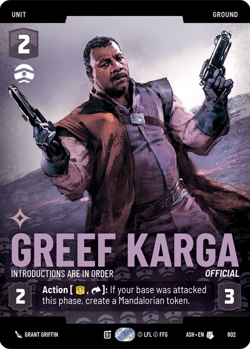 Greef Karga - Introductions are in Order (ASH) Uncommon Star Wars Unlimited Fantasy Flight Games Prestige Non-Foil