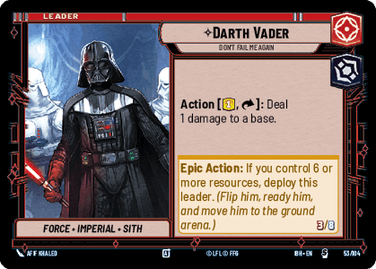 Darth Vader - Don't Fail Me Again (IBH) Special Fantasy Flight Games Standard Non-Foil