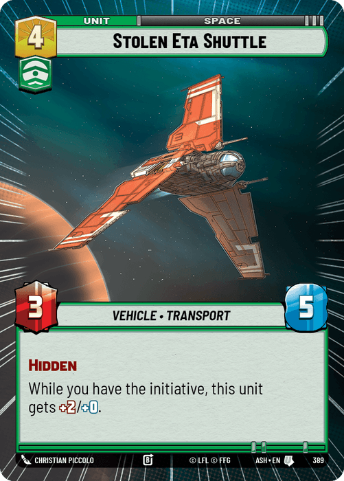 Stolen Eta Shuttle (ASH) Uncommon Star Wars Unlimited Fantasy Flight Games Hyperspace Non-Foil