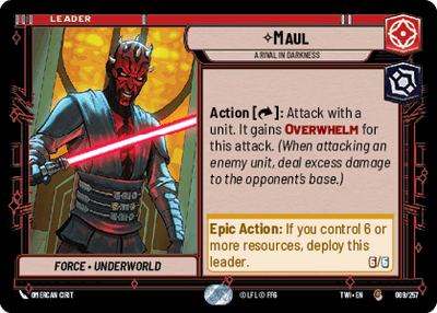 Maul - A rival in darkness (TWI) Common Star Wars Unlimited Fantasy Flight Games Standard Non-Foil 