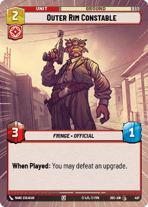 Outer Rim Constable (SEC) Common Fantasy Flight Games Hyperspace Non-Foil