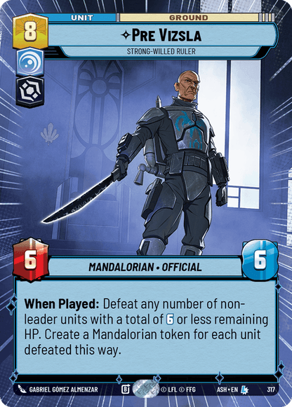 Pre Vizsla - Strong-Willed Ruler (ASH) Legendary Star Wars Unlimited Fantasy Flight Games Hyperspace Non-Foil