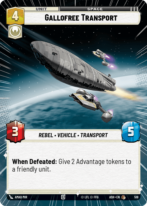 Gallofree Transport (ASH) Common Star Wars Unlimited Fantasy Flight Games Hyperspace Non-Foil