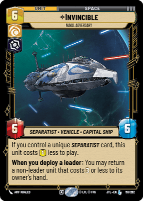 Invincible - Naval Adversary (JTL) Legendary Fantasy Flight Games Standard Non-Foil