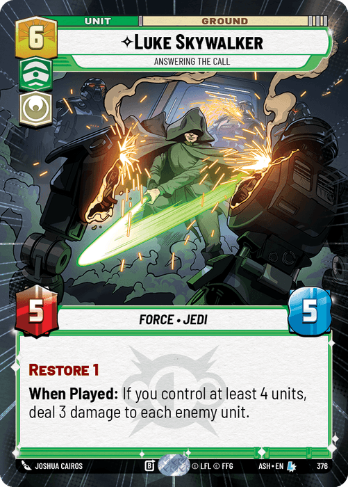Luke Skywalker - Answering the Call (ASH) Legendary Star Wars Unlimited Fantasy Flight Games Hyperspace Non-Foil