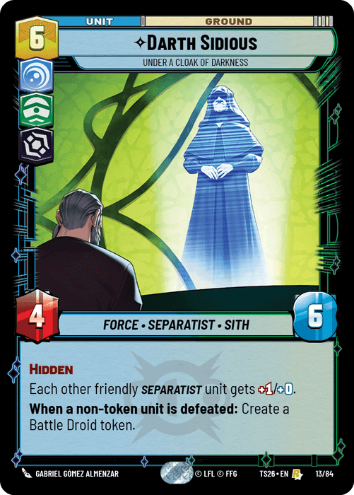 Darth Sidious - Under a Cloak of Darkness (TS26) Rare Fantasy Flight Games Standard Non-Foil